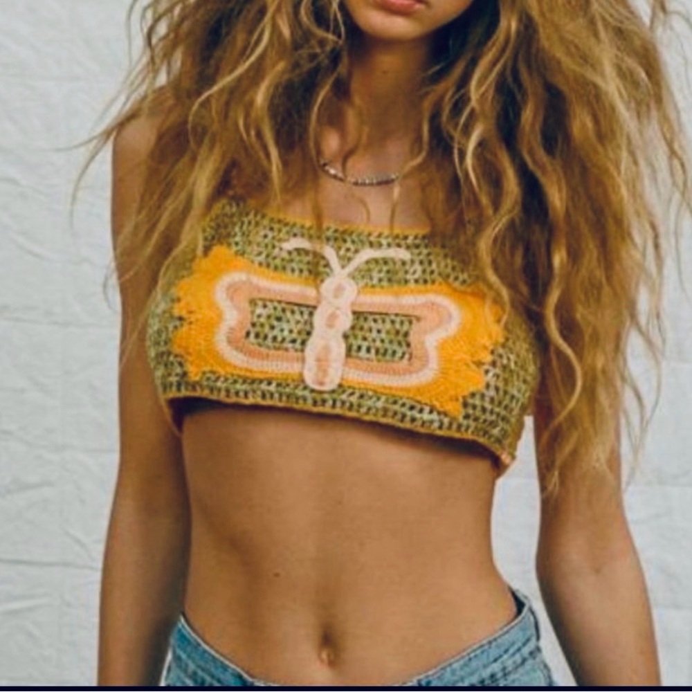 Urban Outfitters Tanya Butterfly Crochet Tank Top